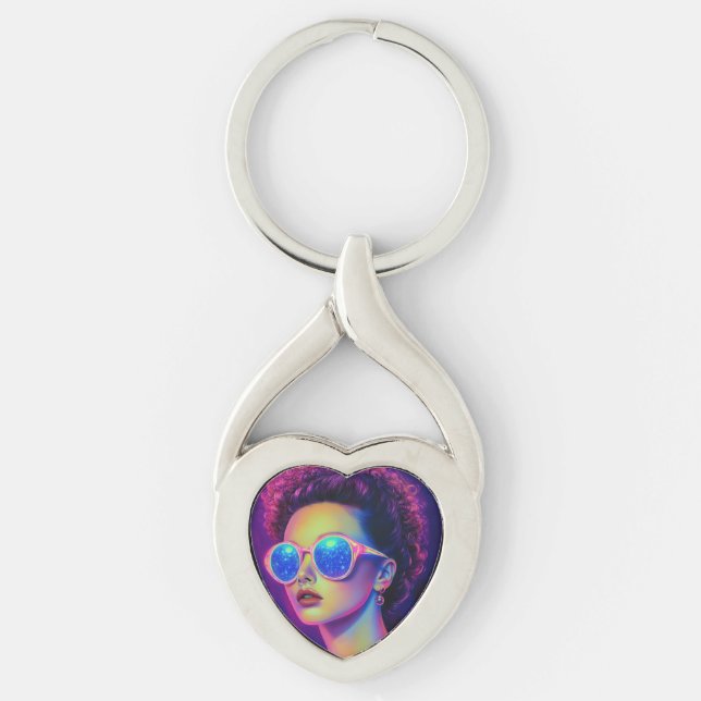 Neon Galaxy Glamour  Keychain (Front)