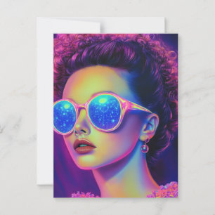 Neon Galaxy Glamour Postcard