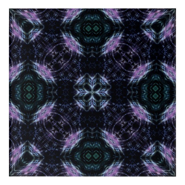 Neon Galaxy Mandala with Futuristic Glow Acrylic Print (Front)