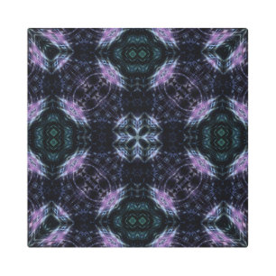 Neon Galaxy Mandala with Futuristic Glow Metal Print