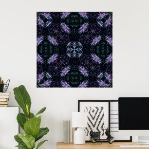 Neon Galaxy Mandala with Futuristic Glow Poster