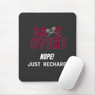 Neon Game Over Gamer Recharge Design Mouse Pad