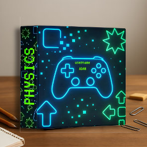 Neon Gamer Binder – Custom Name & Subject