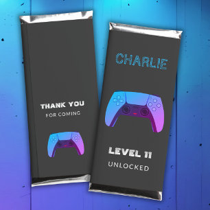 NEON GAMER CONTROLLER LEVEL UP HERSHEY BAR FAVORS