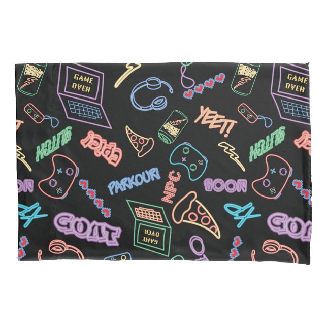 Neon Gamer Pillow Case (Front)