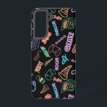 Neon Gamer Samsung Galaxy S21 Case<br><div class="desc">I created this design with my son in mind! Cool neon gamer icons that really pop on the black background! If you don't know what all these words mean, don't worry, the kids can tell you! Believe it or not, GOAT has nothing to do with farm animals! (Greatest of All...</div>