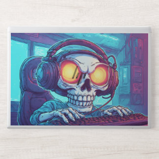 Neon Gamer Skull Sticker. HP laptop Skin