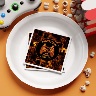 Neon Gaming Controller Gamer Kids Birthday Party Napkins