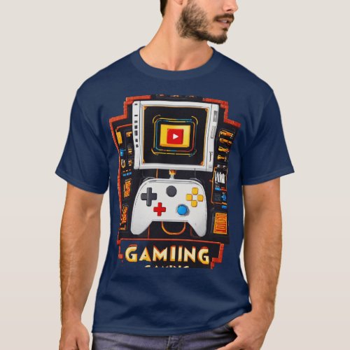 Neon Gaming Controller Logo T_Shirt