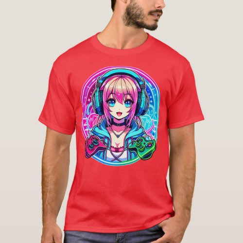 Neon gaming girl T_Shirt
