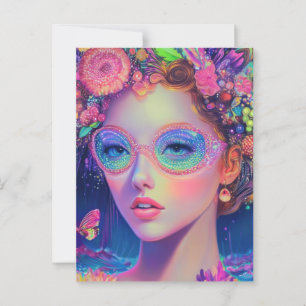 Neon Garden Goddess Postcard
