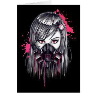 Neon Gas Mask Girl Cards