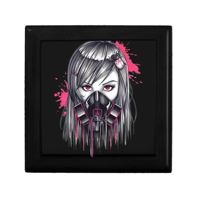 Neon Gas Mask Girl Jewelry Box (Front)