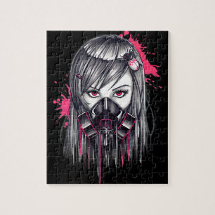 Neon Gas Mask Girl Jigsaw Puzzle