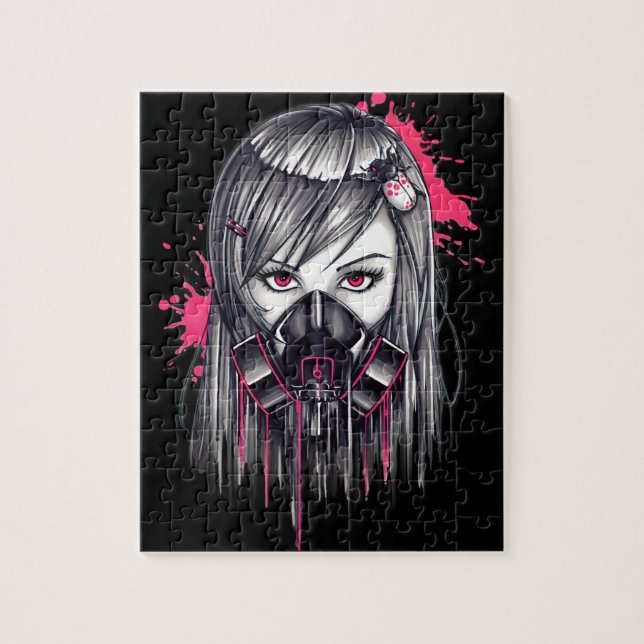Neon Gas Mask Girl Jigsaw Puzzle (Vertical)