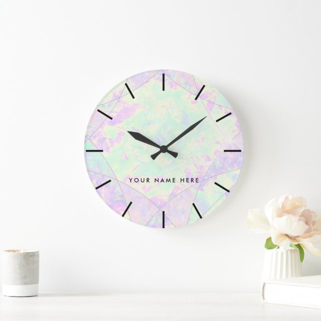 Neon Gemstone Opal Texture  Large Clock (Home)