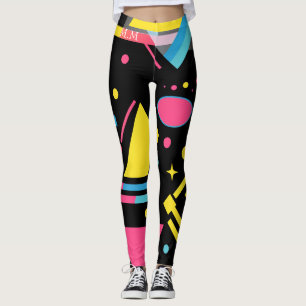 Neon Geo Modern Blast Colorful Geometric Pattern Leggings