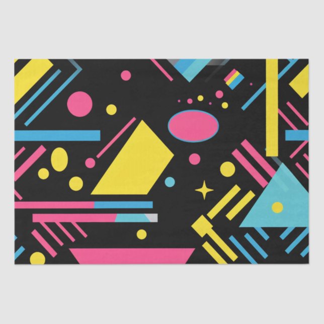 Neon Geo Modern Blast Colorful Geometric Pattern Tissue Paper (Front)
