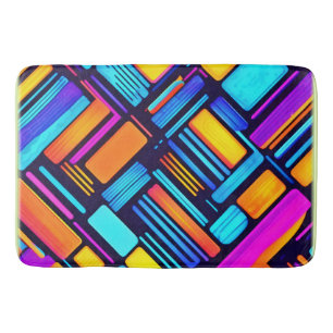 Neon Geometric Abstract Bath Mat