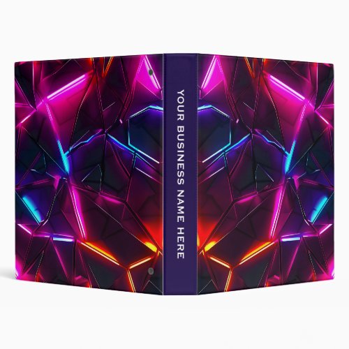 Neon Geometric Abstract Futuristic Cyberpunk 3 Ring Binder