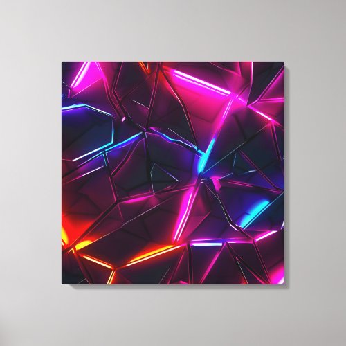 Neon Geometric Abstract Futuristic Cyberpunk Canvas Print