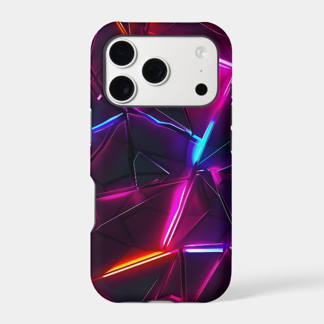 Neon Geometric Abstract Futuristic Cyberpunk Case-Mate iPhone Case (Back)