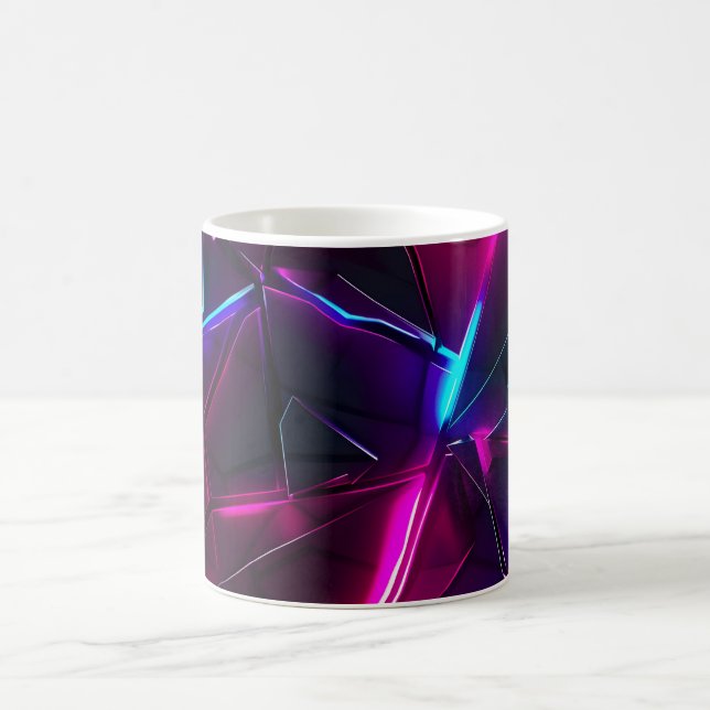 Neon Geometric Abstract Futuristic Cyberpunk Coffee Mug (Center)