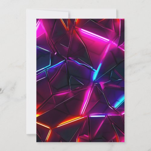 Neon Geometric Abstract Futuristic Cyberpunk Holiday Card