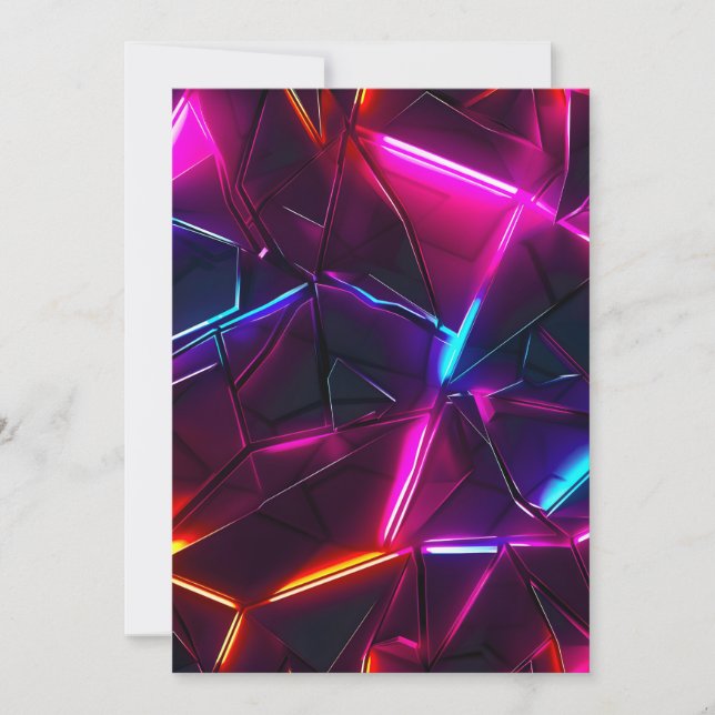 Neon Geometric Abstract Futuristic Cyberpunk Holiday Card (Front)