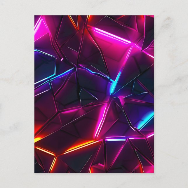 Neon Geometric Abstract Futuristic Cyberpunk Holiday Postcard (Front)