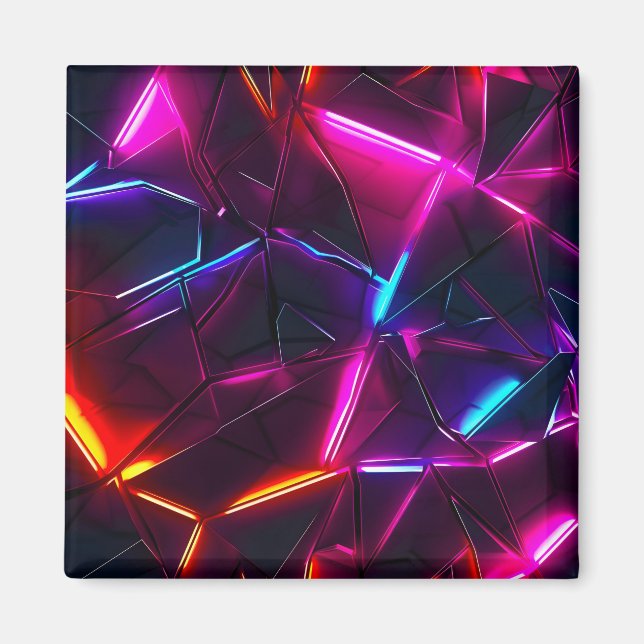 Neon Geometric Abstract Futuristic Cyberpunk Magnet (Front)