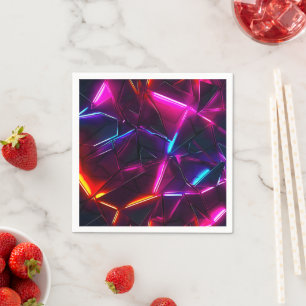 Neon Geometric Abstract Futuristic Cyberpunk Napkins