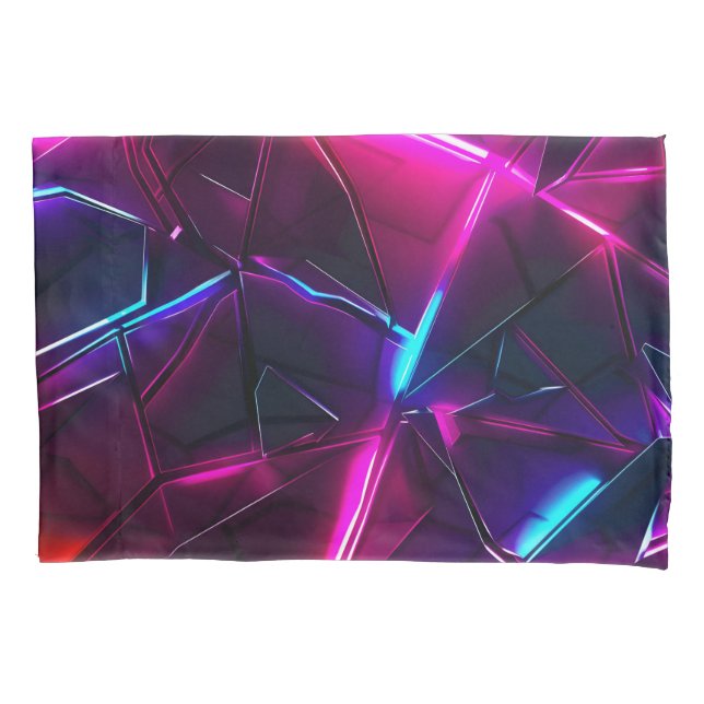 Neon Geometric Abstract Futuristic Cyberpunk Pillow Case (Front)