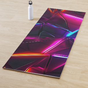 Neon Geometric Abstract Futuristic Cyberpunk Yoga Mat