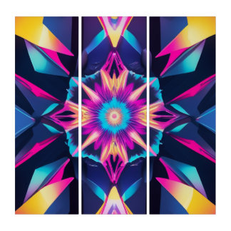 Neon Geometric Abstraction Triptych