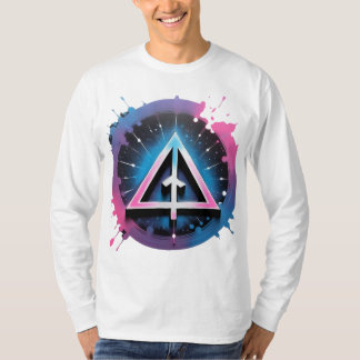 Neon Geometric Arrow in Cosmic Splash T-Shirt