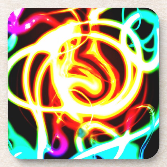 Neon Geometric Art Design for Your Needs Beverage Coaster (Front)