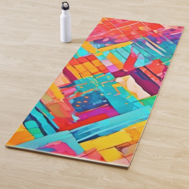 Neon Geometric Dreamscape Yoga Mat (In Situ)