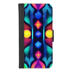 Neon Geometric Mandala Art iPhone 8/7 Wallet Case