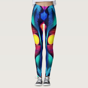 Neon Geometric Mandala Art Leggings