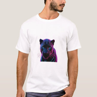 Neon Geometric Panther – Futuristic Holographic Gl T-Shirt