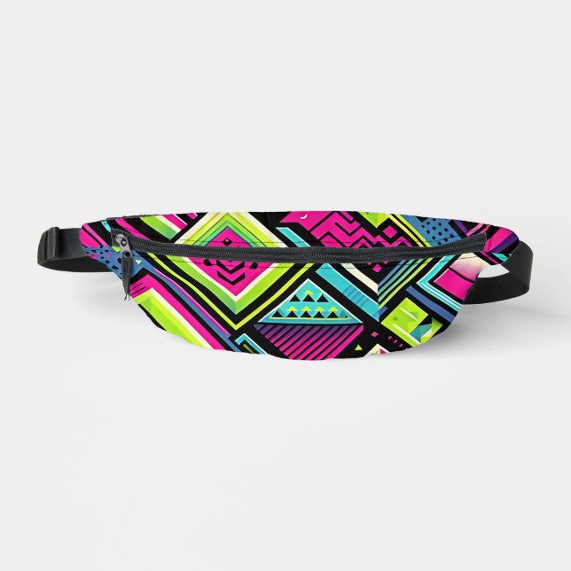Neon Geometric Retro Vibes Fanny Pack (Front)