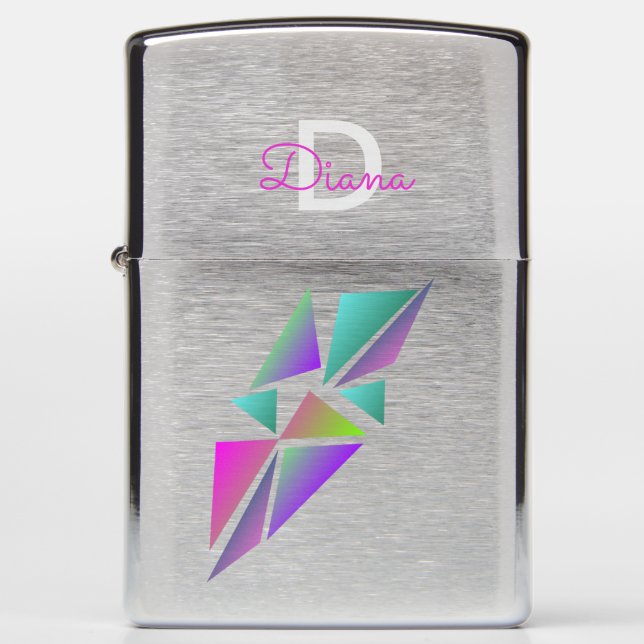 Neon Geometric Shapes Zippo Lighter (Front)