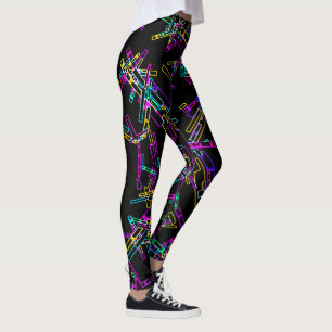 Neon Geometry Explosion: Vibrant Abstract Splatter Leggings