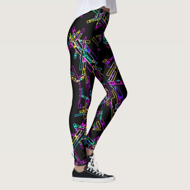 Neon Geometry Explosion: Vibrant Abstract Splatter Leggings (Right)