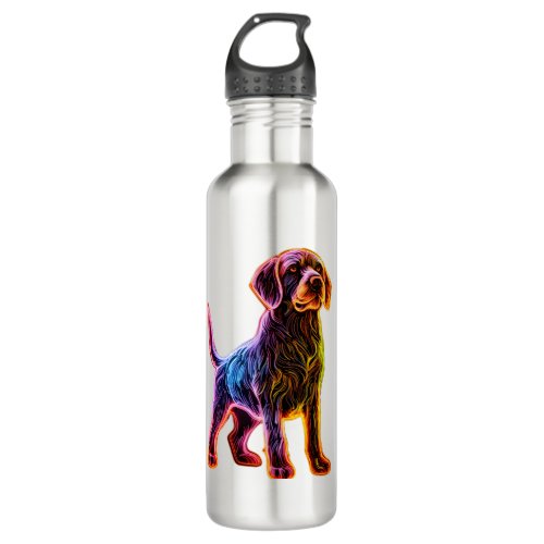 Neon German Wirehaired Pointer   Stainless Steel Water Bottle