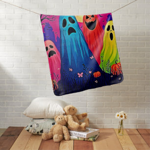 Neon Ghosts' Halloween Party Design Baby Blanket