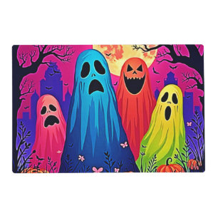 Neon Ghosts' Halloween Party Design Placemat