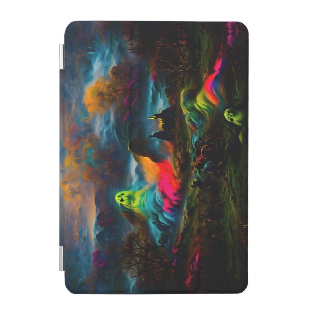 Neon Ghosts in a Haunted Fantasy Landscape iPad Mini Cover (Front)