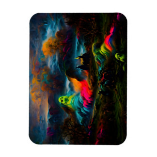 Neon Ghosts in a Haunted Fantasy Landscape Magnet